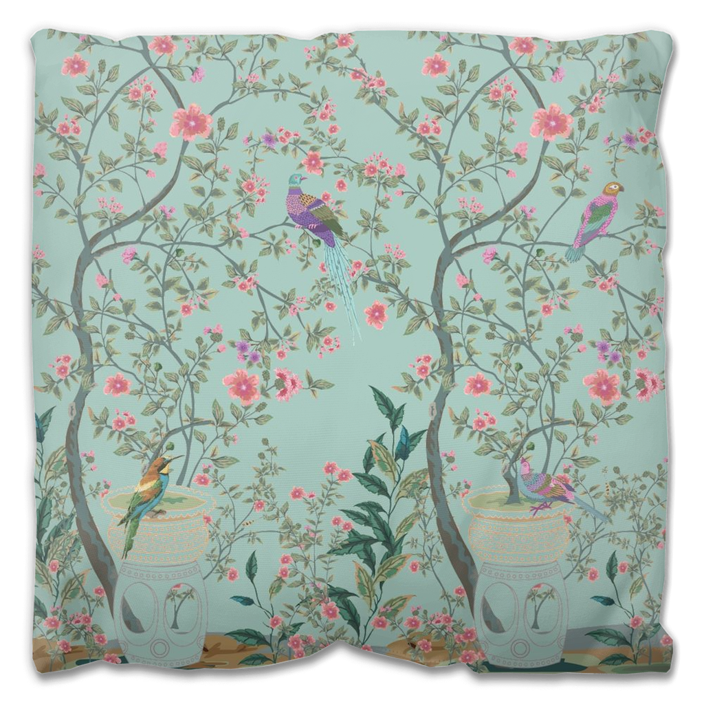 Chinoiserie Outdoor Pillows Duck Egg Fresco Garden