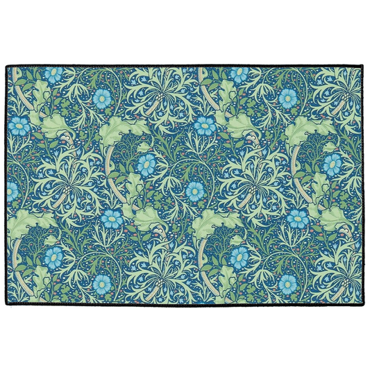 Beaufort Indoor/Outdoor Floor Mat William Morris Teal Seaweed