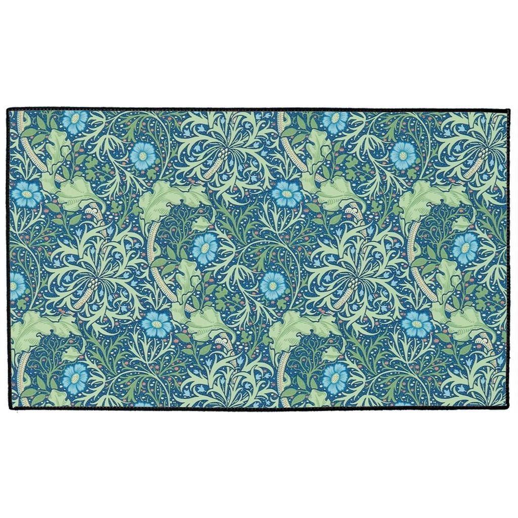 Beaufort Indoor/Outdoor Floor Mat William Morris Teal Seaweed