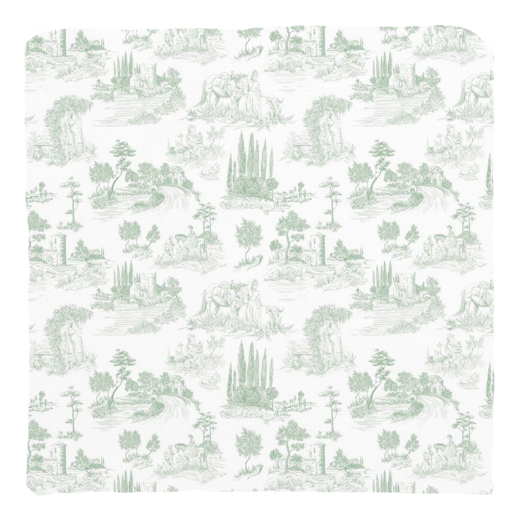 Toile de Jouy Cotton Pillows Sage Green