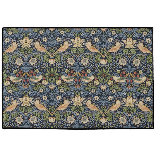 Strawberry Thief Indoor/Outdoor Floor Mat William Morris Indigo Blue