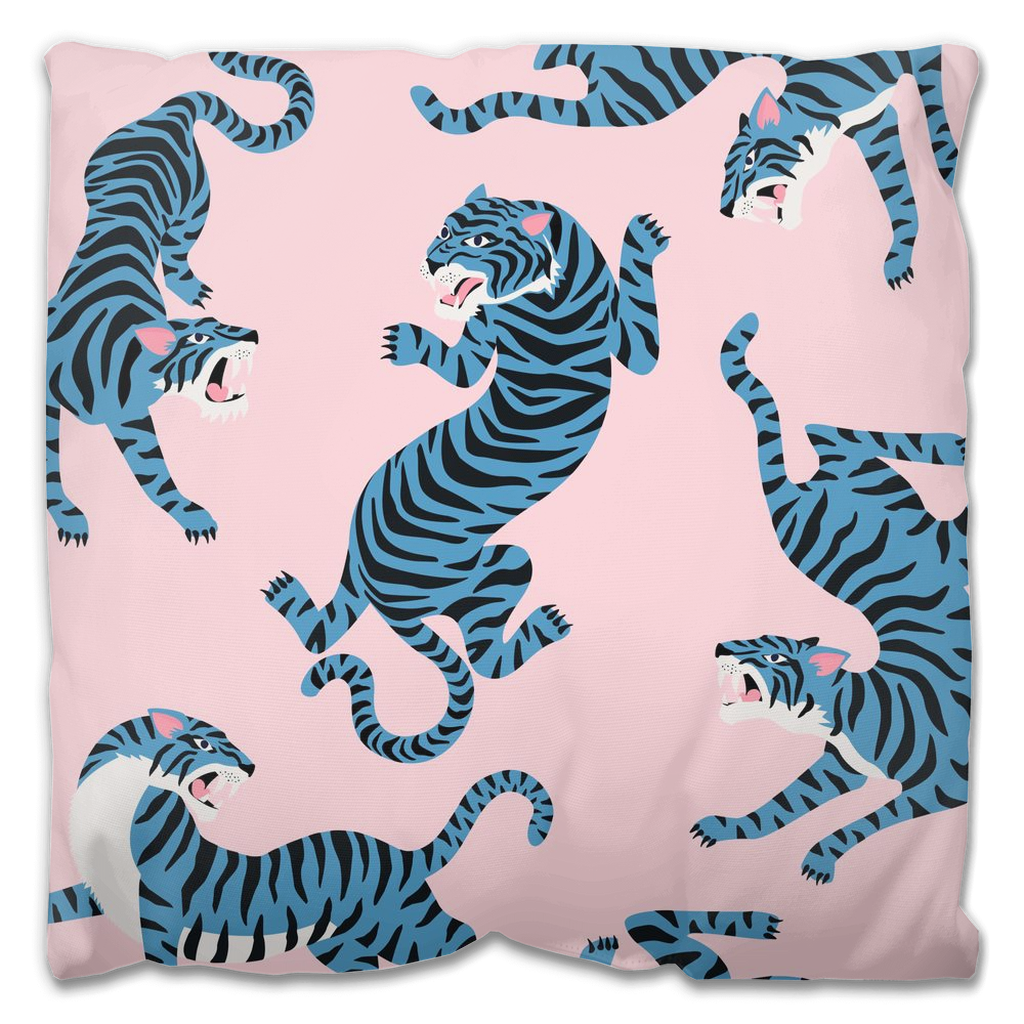 Wild Tiger Outdoor Pillows Pink Jungle