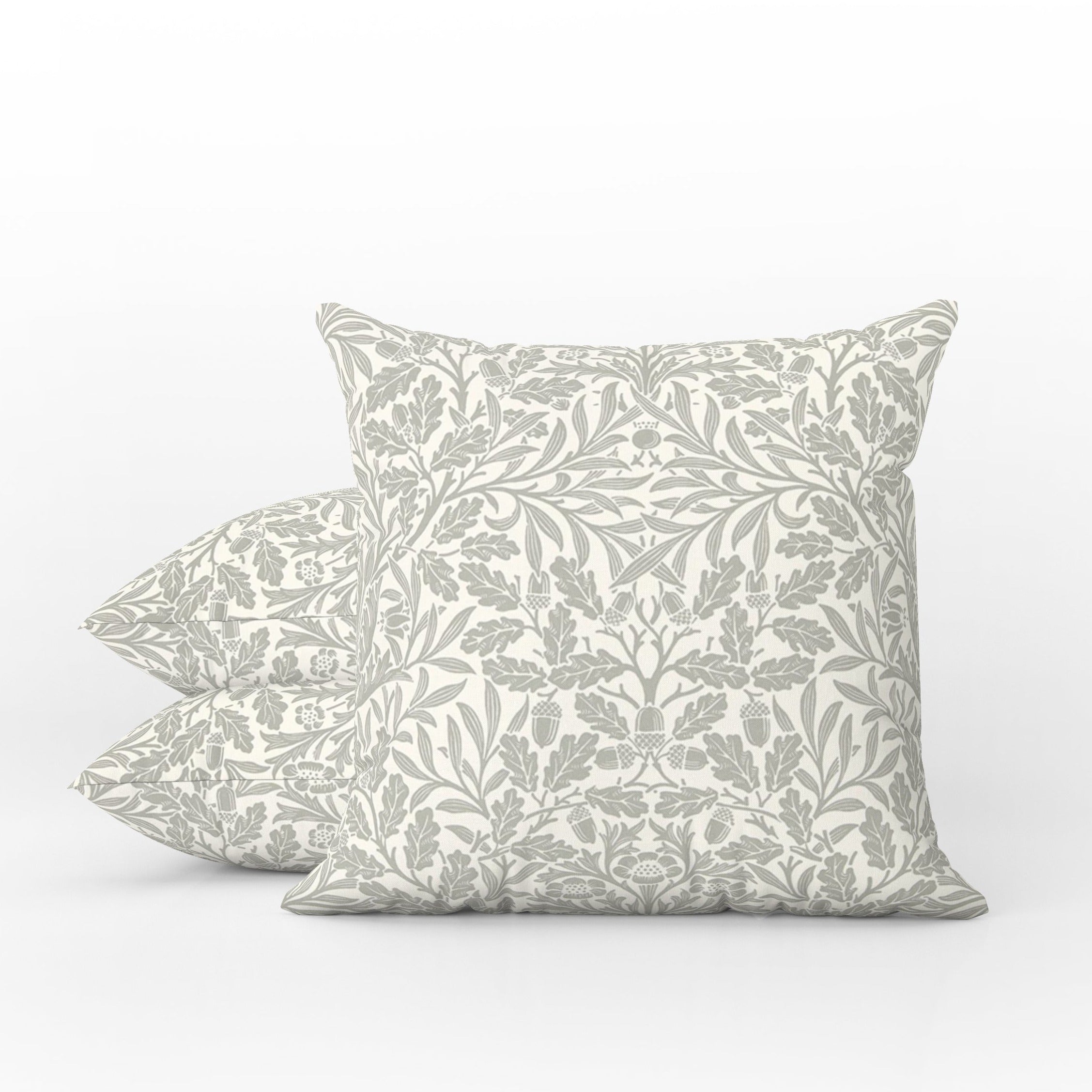 Acorn Outdoor Pillow William Morris Grey White – Tarragonia