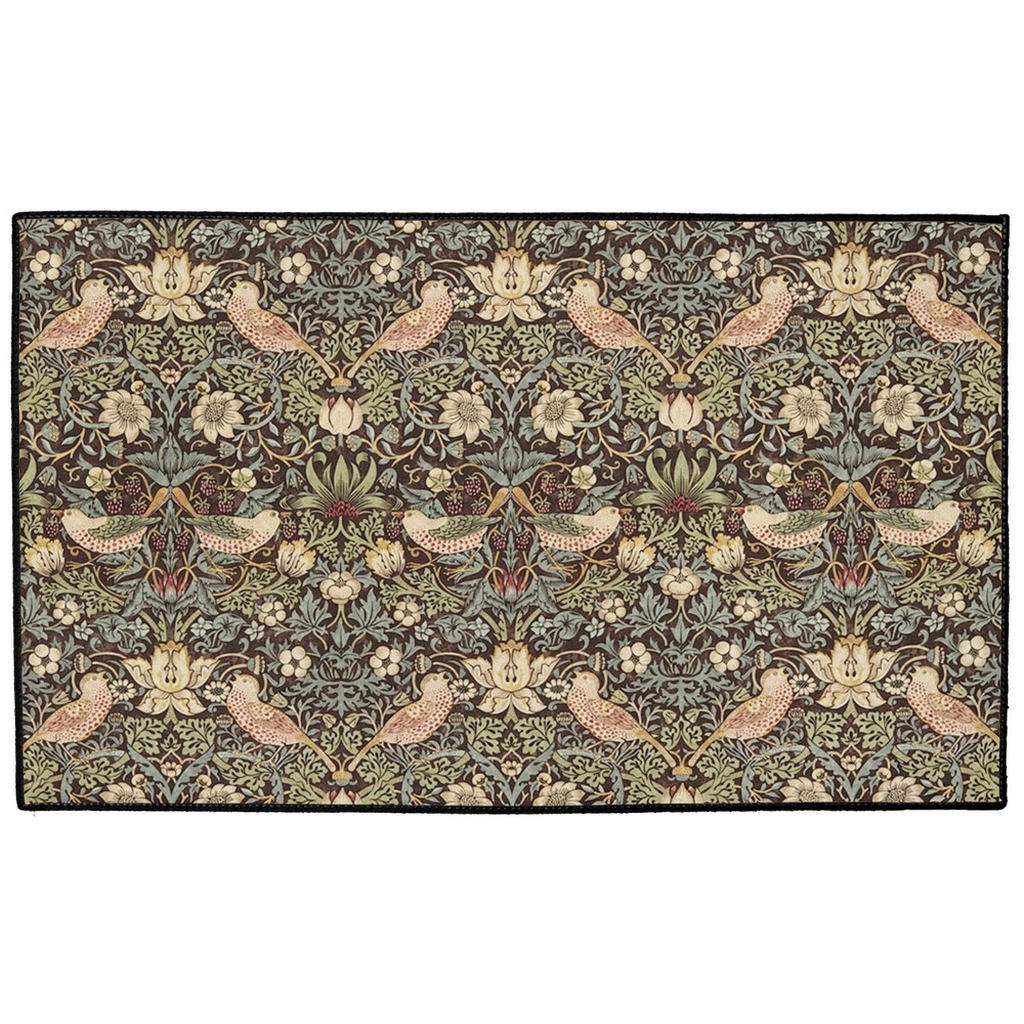 Strawberry Thief Indoor/Outdoor Floor Mat William Morris Dark Brown