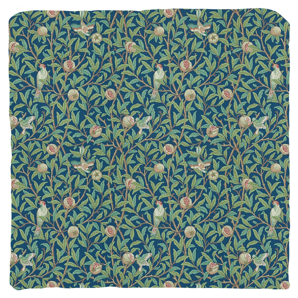 Bird and Pomegranate Cotton Throw Pillows William Morris Blue & Green
