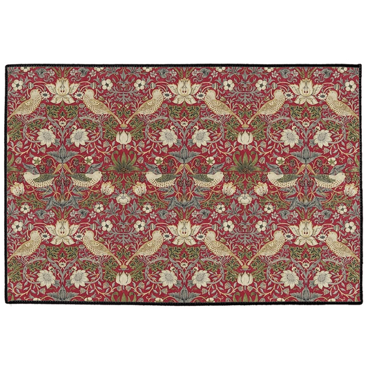 Strawberry Thief Indoor/Outdoor Floor Mat William Morris Red