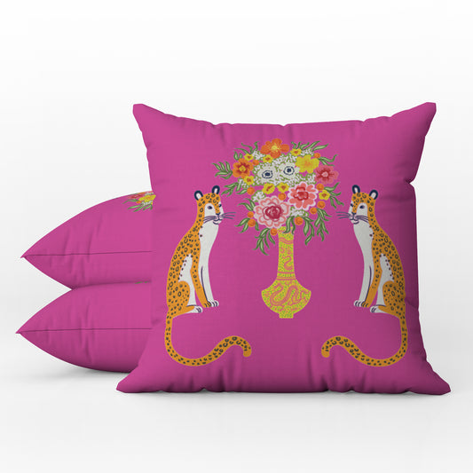 Asiatic Outdoor Pillows Chinoiserie Hot Pink Chinese Cheetah