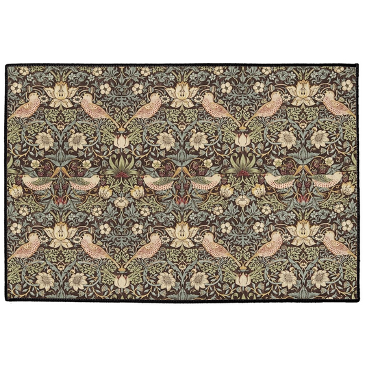 Strawberry Thief Indoor/Outdoor Floor Mat William Morris Dark Brown