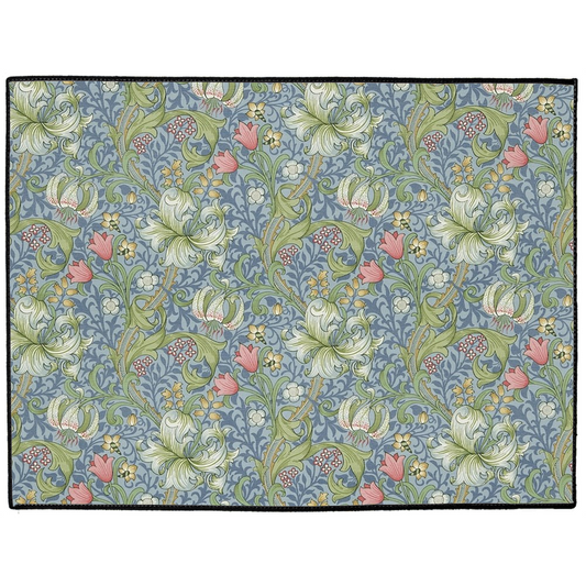 Golden Lily Indoor/ Outdoor Floor Mat William Morris Mineral Blue