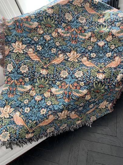 Strawberry Thief Indigo Blue Woven Blankets
