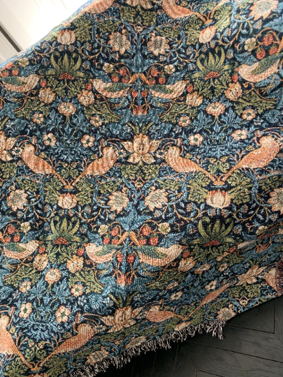 Strawberry Thief Indigo Blue Woven Blankets