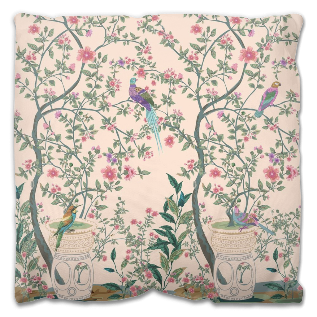 Chinoiserie Outdoor Pillows Peach Fresco