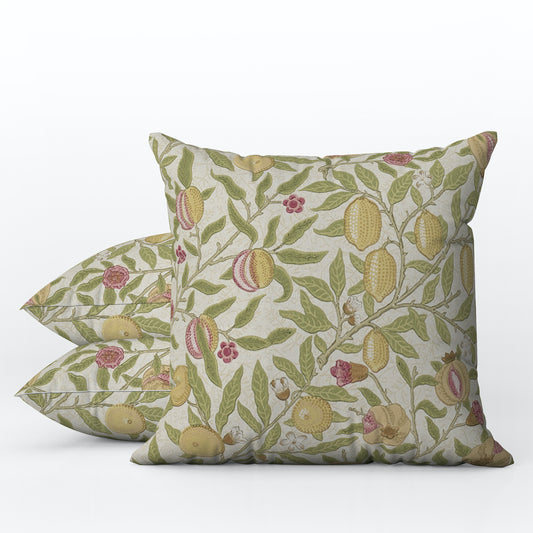 Pomegranate Fruit Outdoor Pillows William Morris Limestone Artichoke