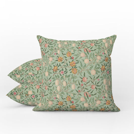Fruit Outdoor Pillow William Morris Sage Green