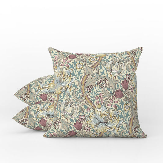 Golden Lily Outdoor Pillow William Morris Dusty Plum