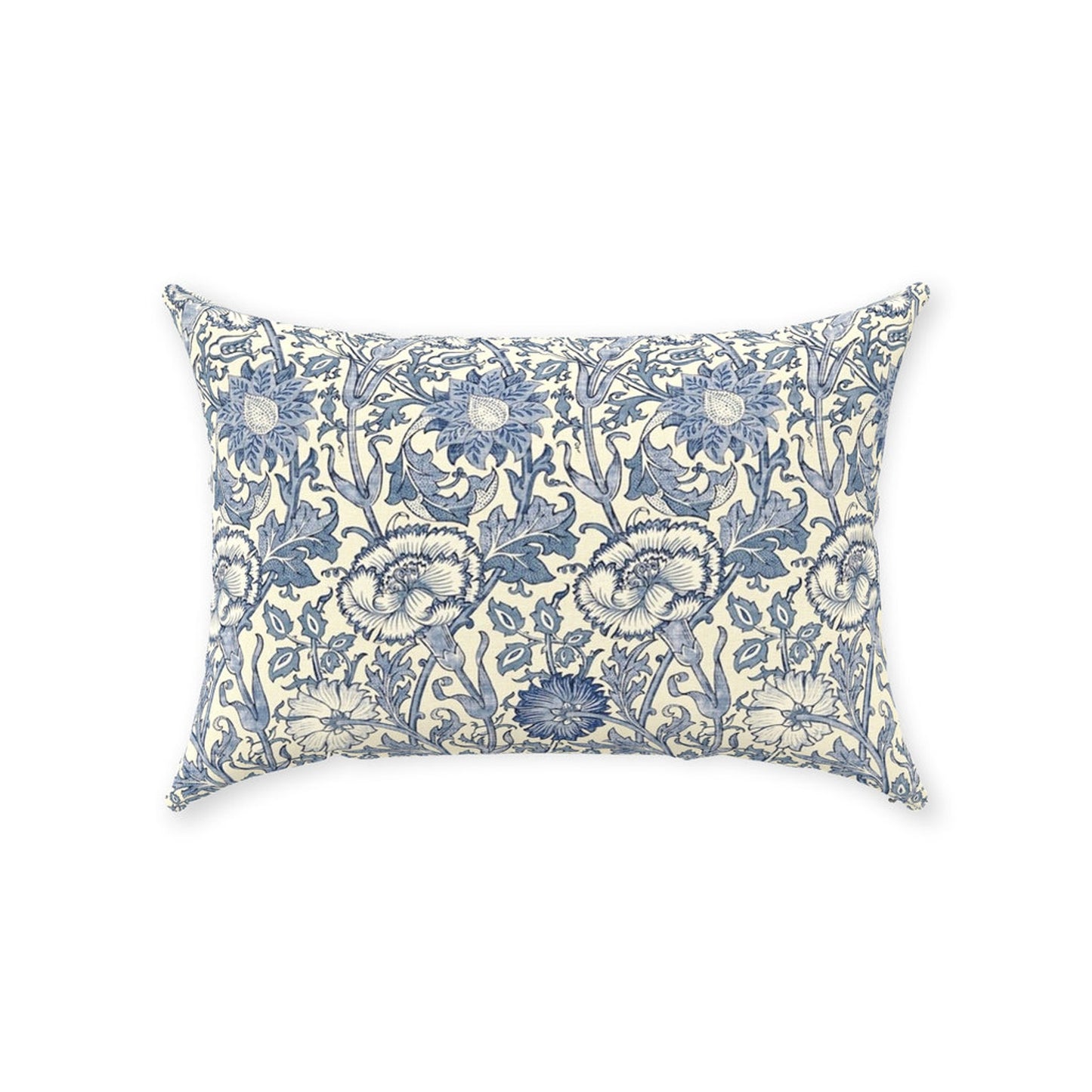 Pink and Rose Cotton Throw Pillows William Morris Vellum Dark Indigo