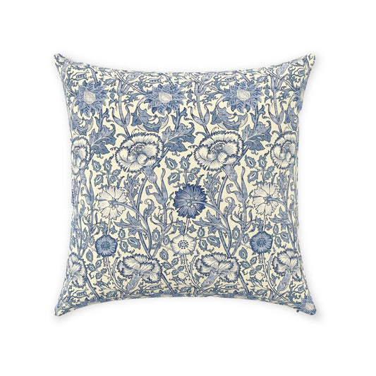 Pink and Rose Cotton Throw Pillows William Morris Vellum Dark Indigo