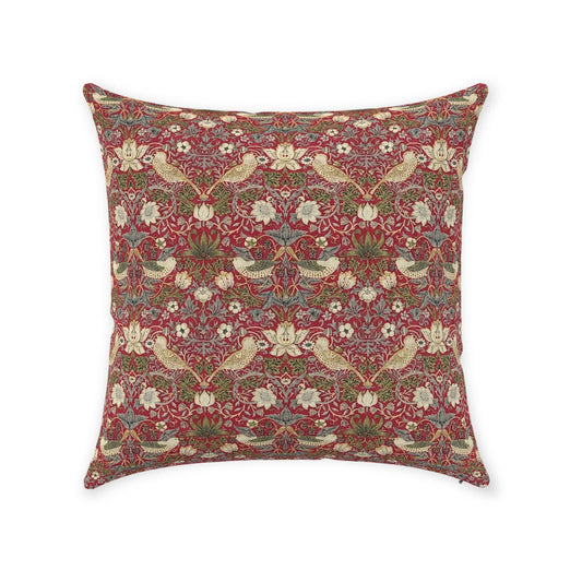 Strawberry Thief Cotton Throw Pillows William Morris Red