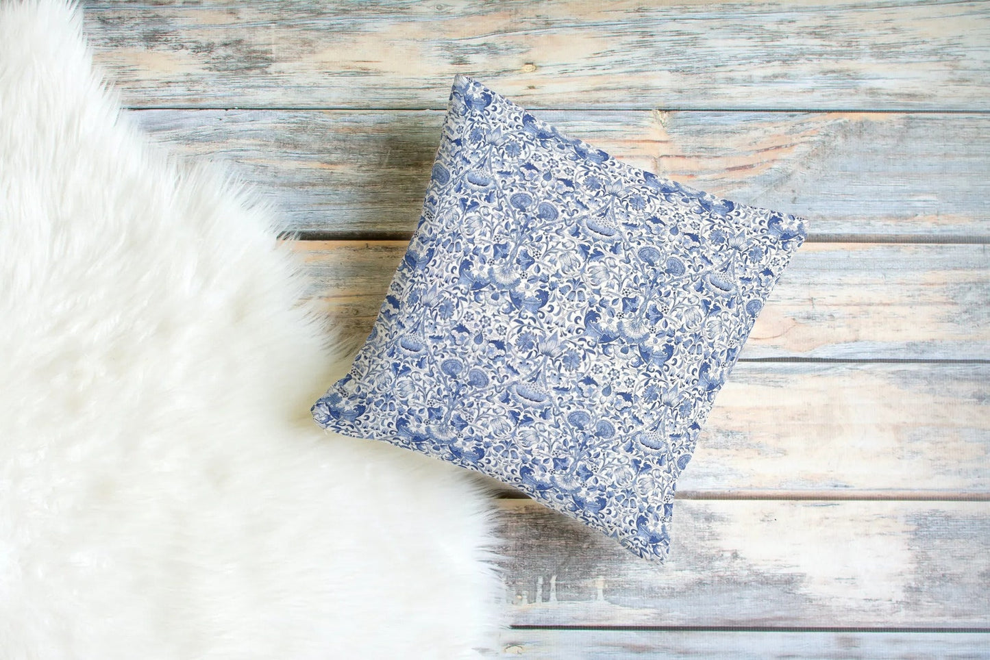 Lodden Cotton Throw Pillows William Morris China Blue