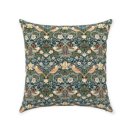 Strawberry Thief Cotton Throw Pillows William Morris Forest Thyme Green