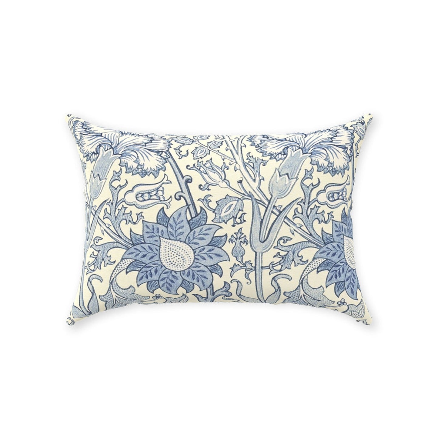 Pink and Rose Cotton Throw Pillows William Morris Vellum Indigo Blue