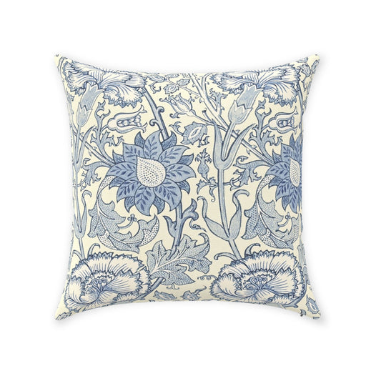 Pink and Rose Cotton Throw Pillows William Morris Vellum Indigo Blue