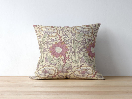 Pink and Rose Cotton Throw Pillows William Morris Wine Manilla