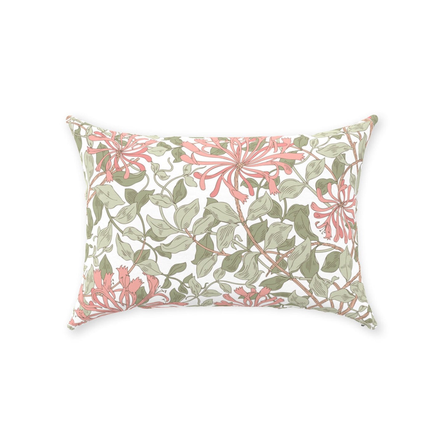 Honeysuckle Cotton Throw Pillows William Morris Soft Green Pink