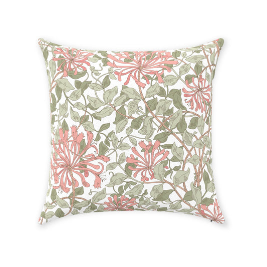 Honeysuckle Cotton Throw Pillows William Morris Soft Green Pink