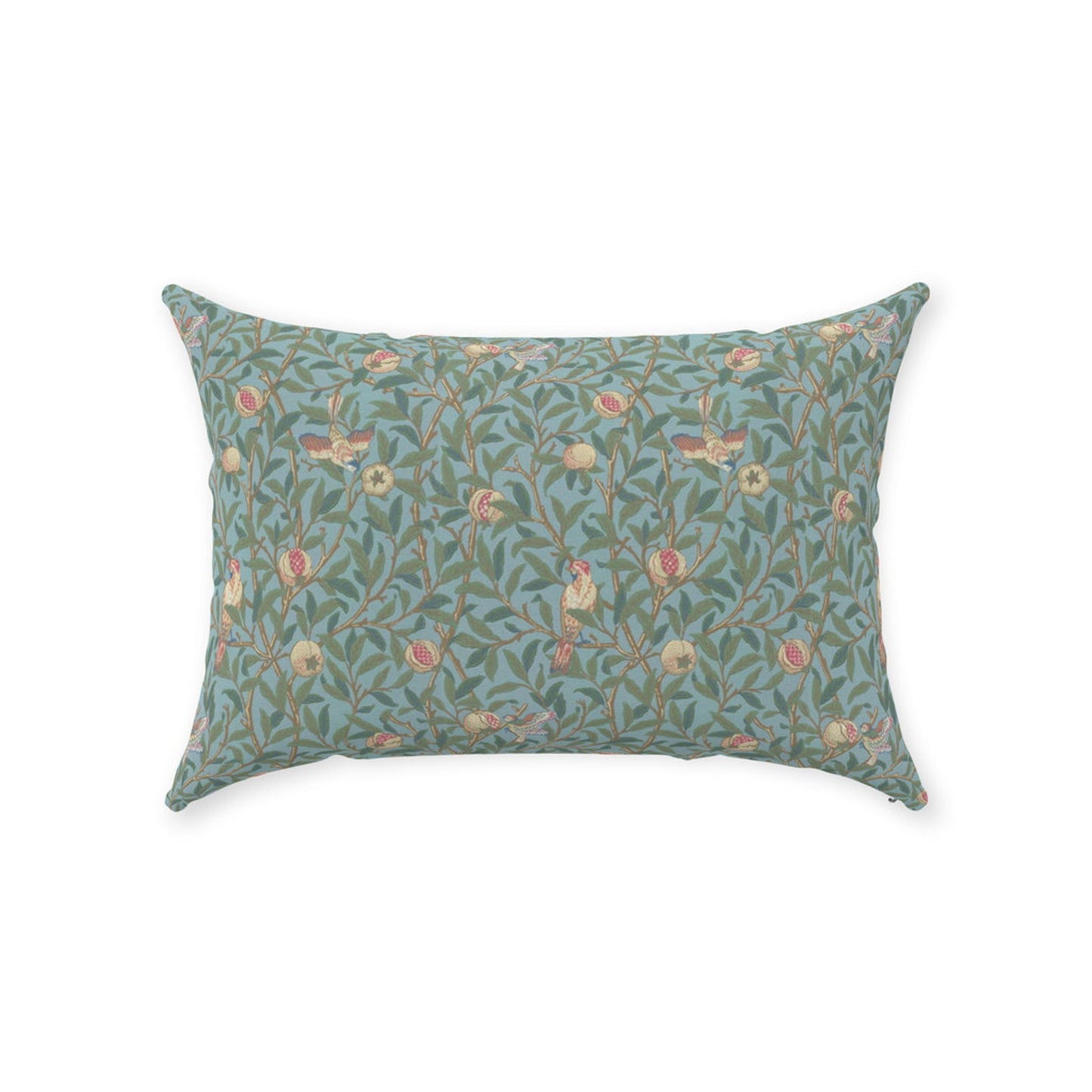 Bird and Pomegranate Cotton Throw Pillows William Morris Turquoise Coral Pink