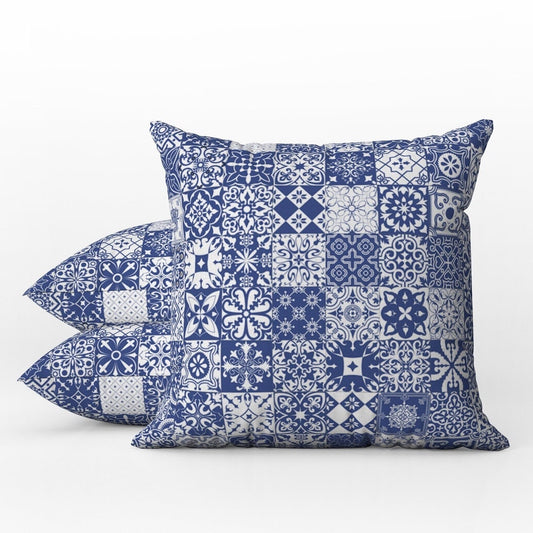 Cadiz Outdoor Pillows Blue Tile