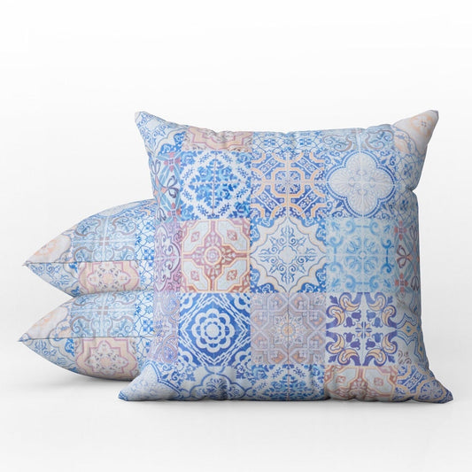Tomar Outdoor Pillows Pastel Blue Tile