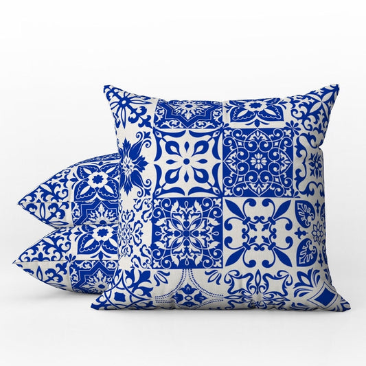 Paxos Outdoor Pillows Blue Tile
