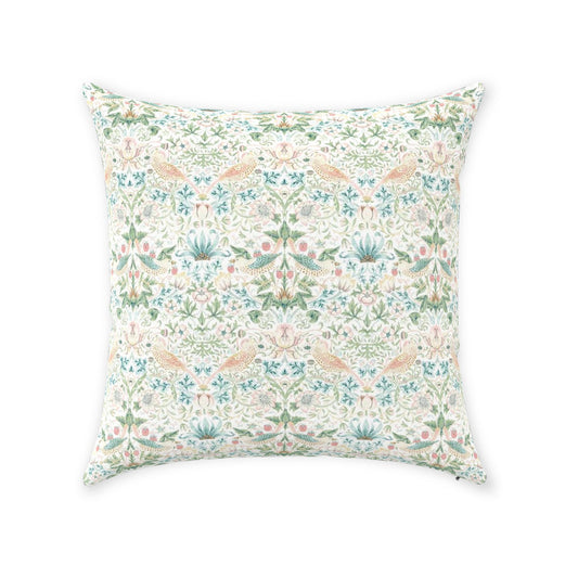 Strawberry Thief Cotton Throw Pillows William Morris Cochineal Pink Willow