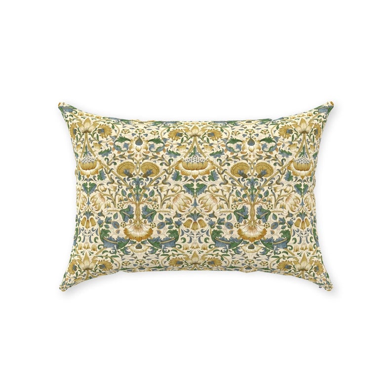 Lodden Cotton Throw Pillows William Morris Manilla Bayleaf