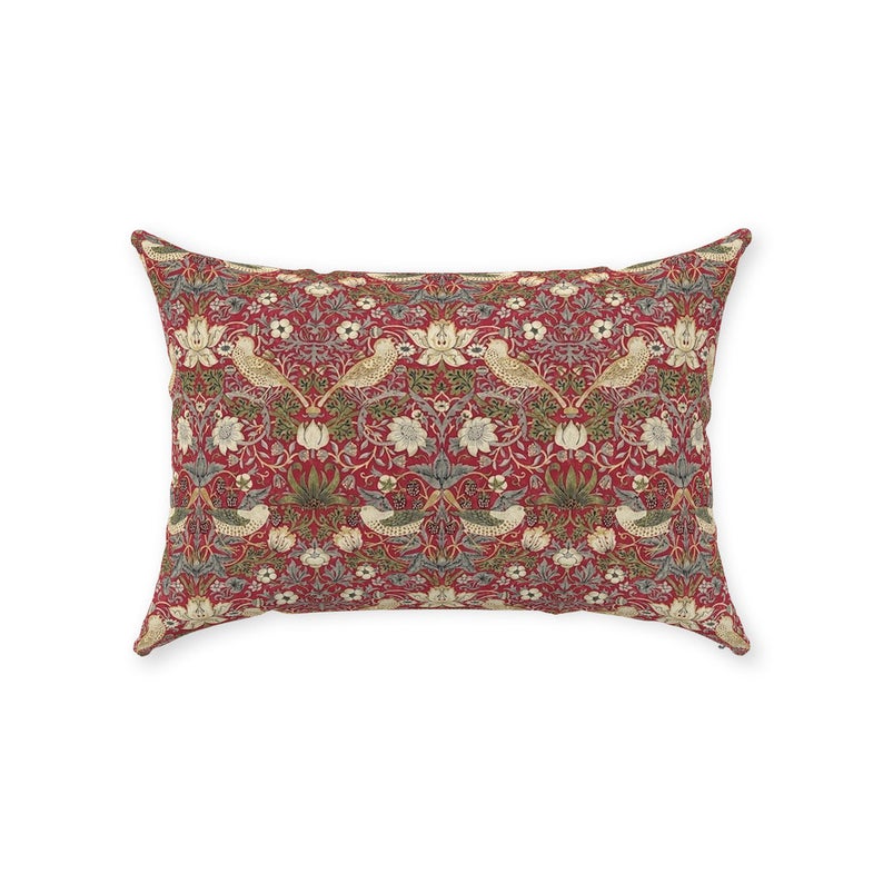 Strawberry Thief Cotton Throw Pillows William Morris Red