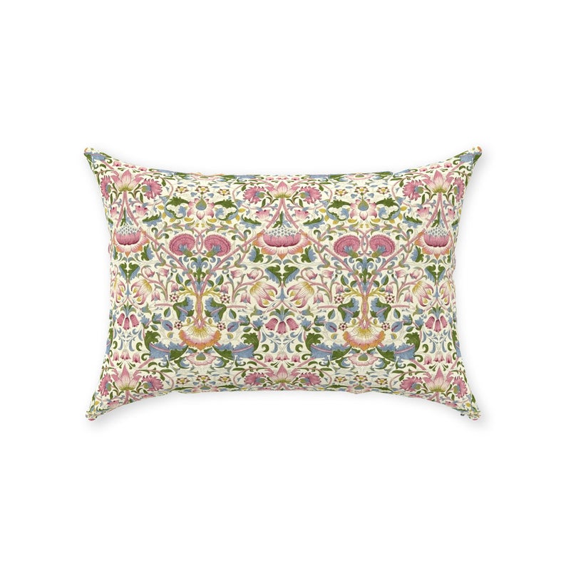 Lodden Cotton Throw Pillows William Morris Blush Woad