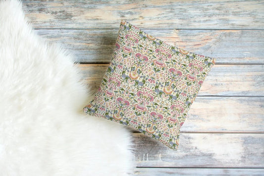 Lodden Cotton Throw Pillows William Morris Blush Woad