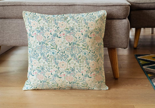 Wilhelmina Cotton Throw Pillows William Morris Ivory Pastel
