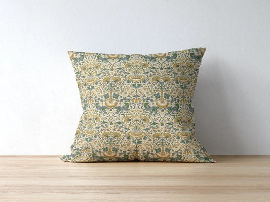 Lodden Cotton Throw Pillows William Morris Manilla Bayleaf