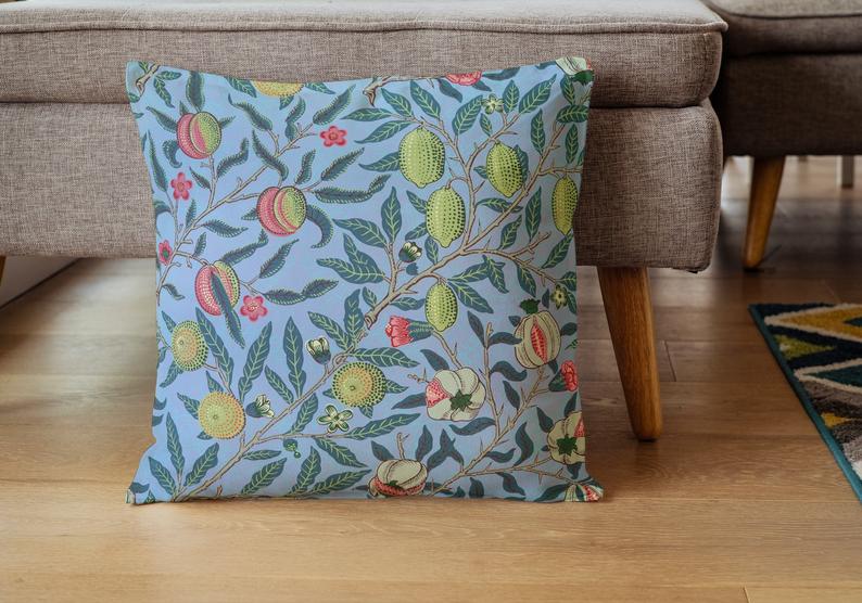 Pomegranate Fruit Outdoor Pillows William Morris Blue