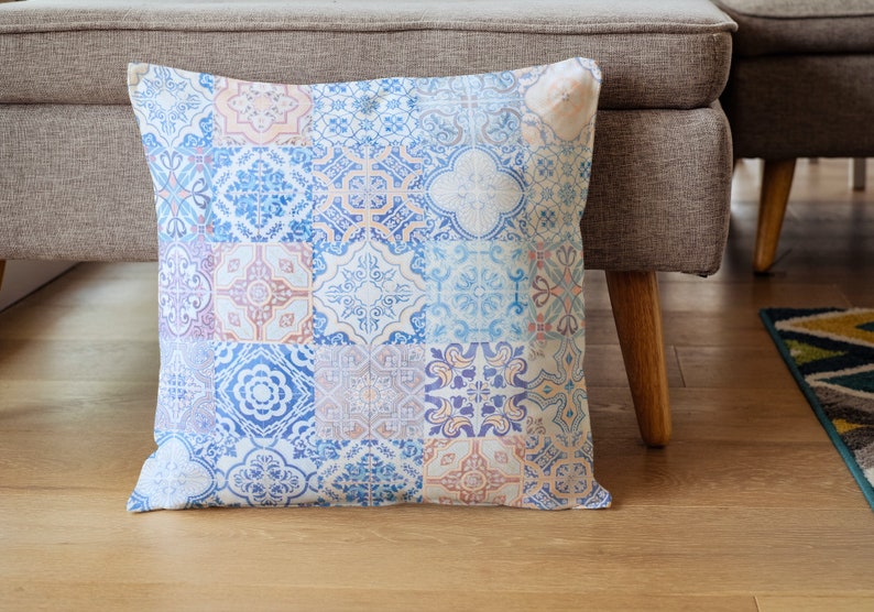 Tomar Outdoor Pillows Pastel Blue Tile