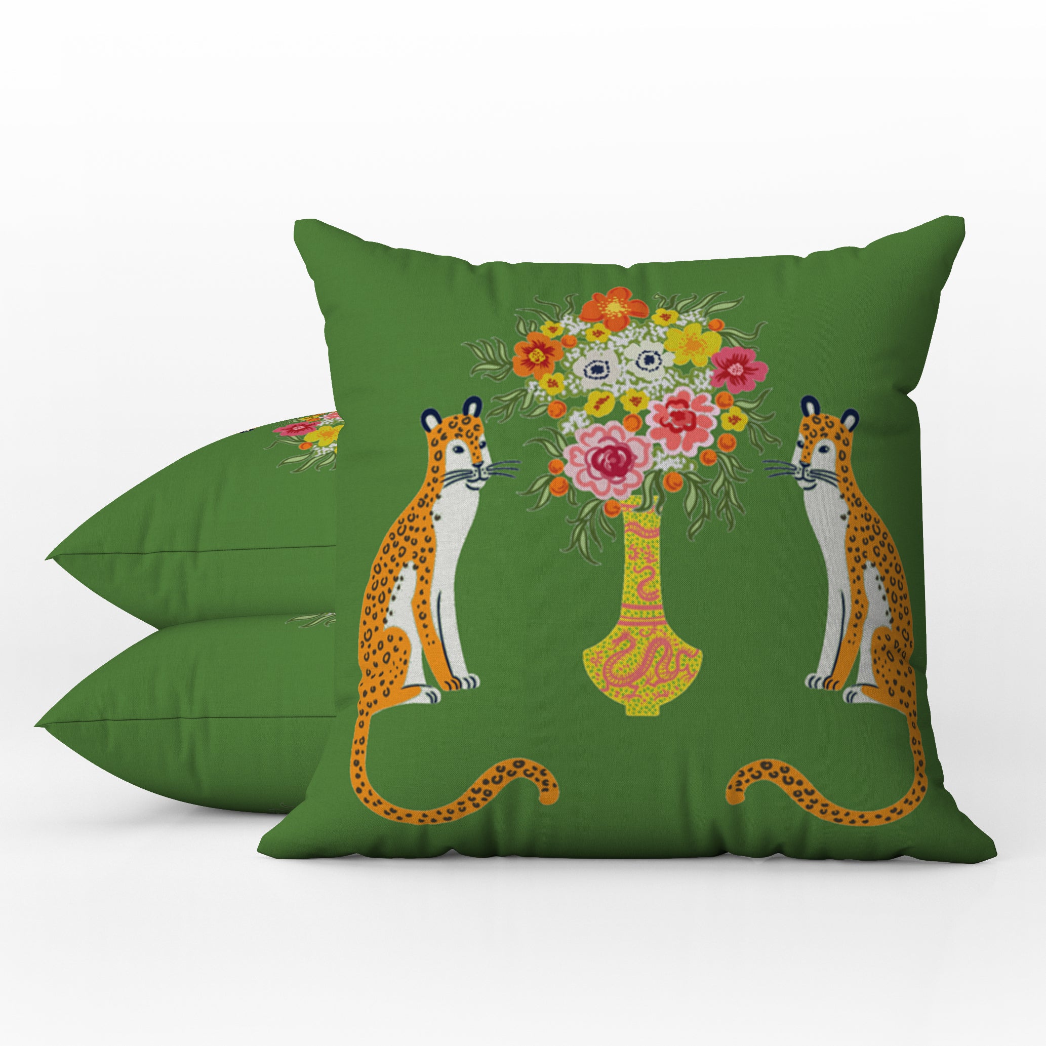 Asiatic Outdoor Pillows Chinoiserie Green Chinese Cheetah – Tarragonia