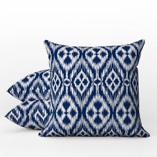 Mallorca Outdoor Pillows Navy Blue & White