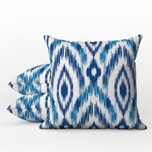 Hierro Outdoor Pillows Aqua Blue & White