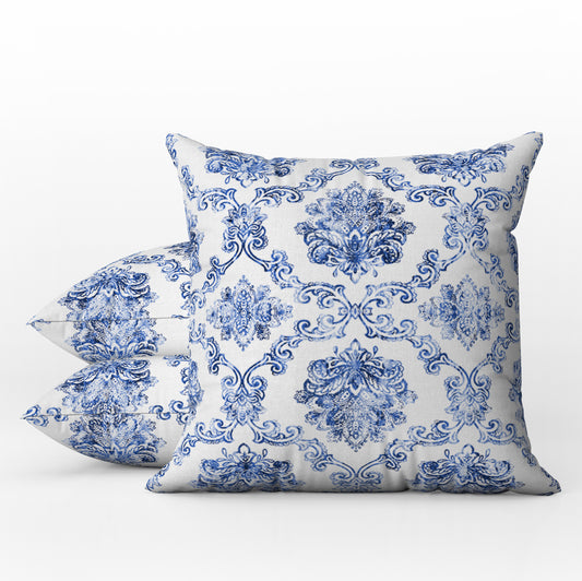 Asturias Outdoor Pillows Blue & White