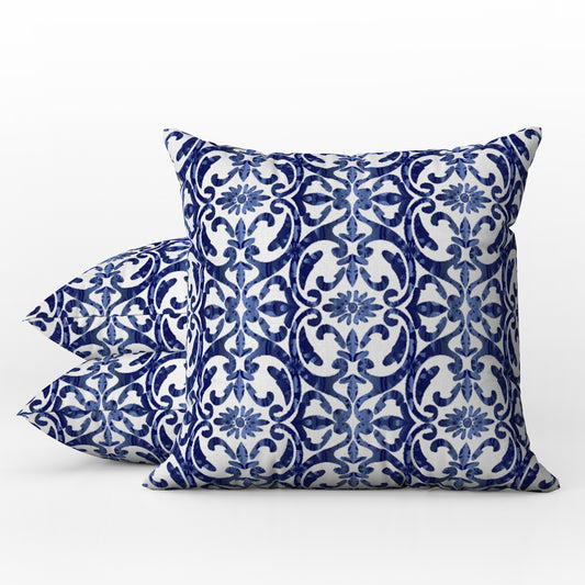 Salerno Outdoor Pillows Mediterranean Blue & White