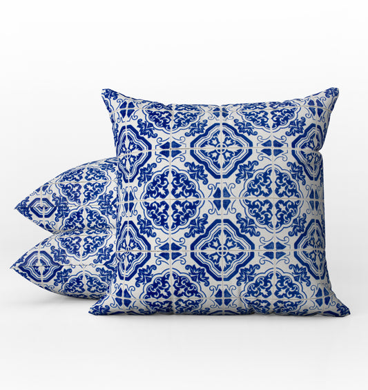 Melides Outdoor Pillows Mediterranean Blue & White