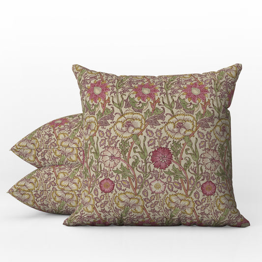 Pink & Rose Outdoor Pillows William Morris Wine Manilla