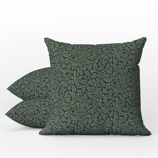 Oak Leaf Outdoor Pillows William Morris Dark Teal Slate Green